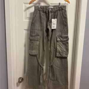 Zara Gray Cargo Women Jeans